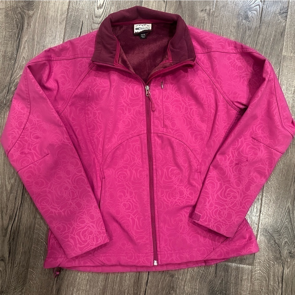 Double Diamond Womens Medium Jacket Full Zip Softshell Polartec Pink Coat Ski